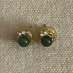 Elegant Gold & Green Stud Earrings